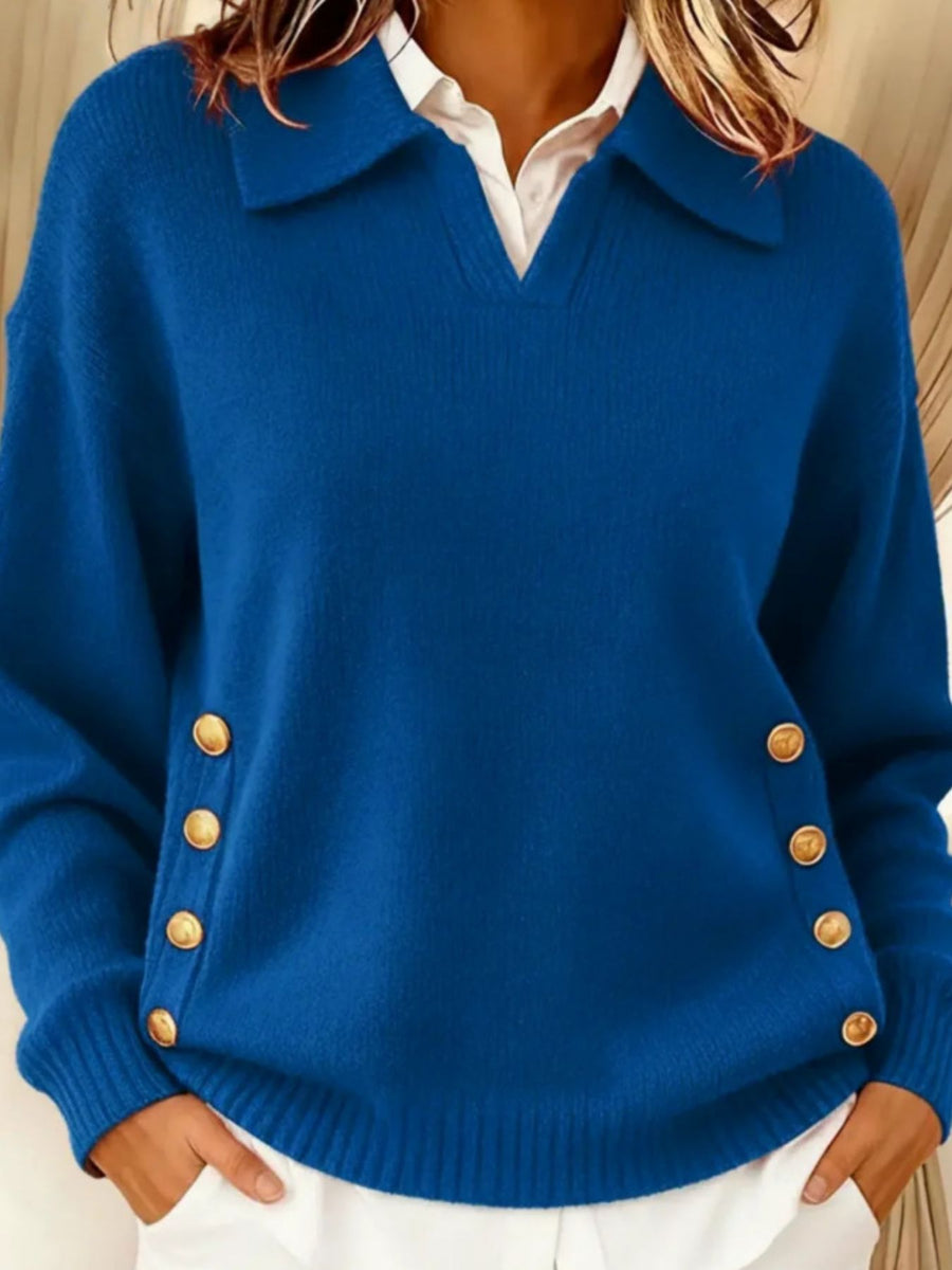 Pink pullover sweater with hip-length and pullover