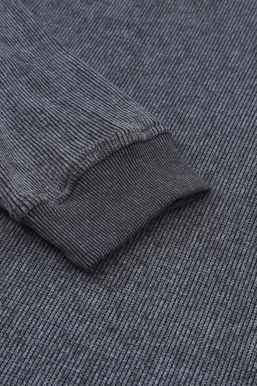 Dark Gray textured ribbed sweatshirt with ribbed cuffs and hem.