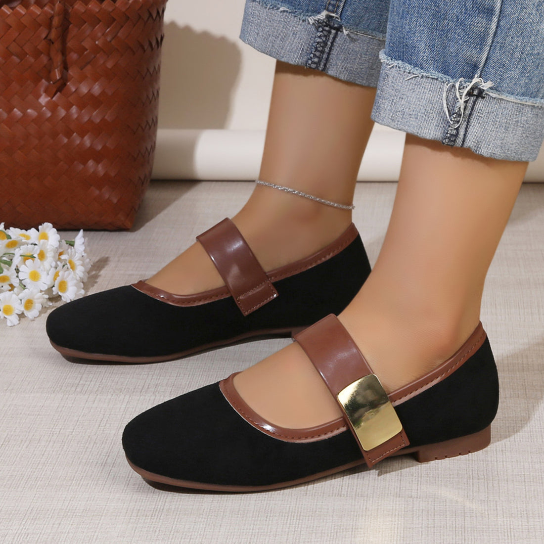 mustard flats featuring round toe and leopard-print