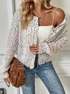 sky blue cardigan with cropped and button-front