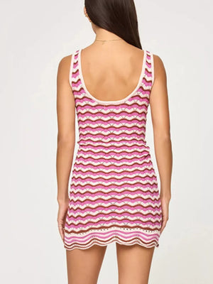 Openwork Chevron Knit Tank Dress option 5