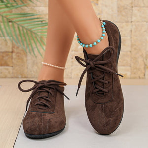 Round Toe Lace Up Sneakers Style 10600155344 in Khaki Color with round toe