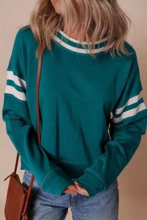 Contrast Striped Patchwork Sweatshirt option 7