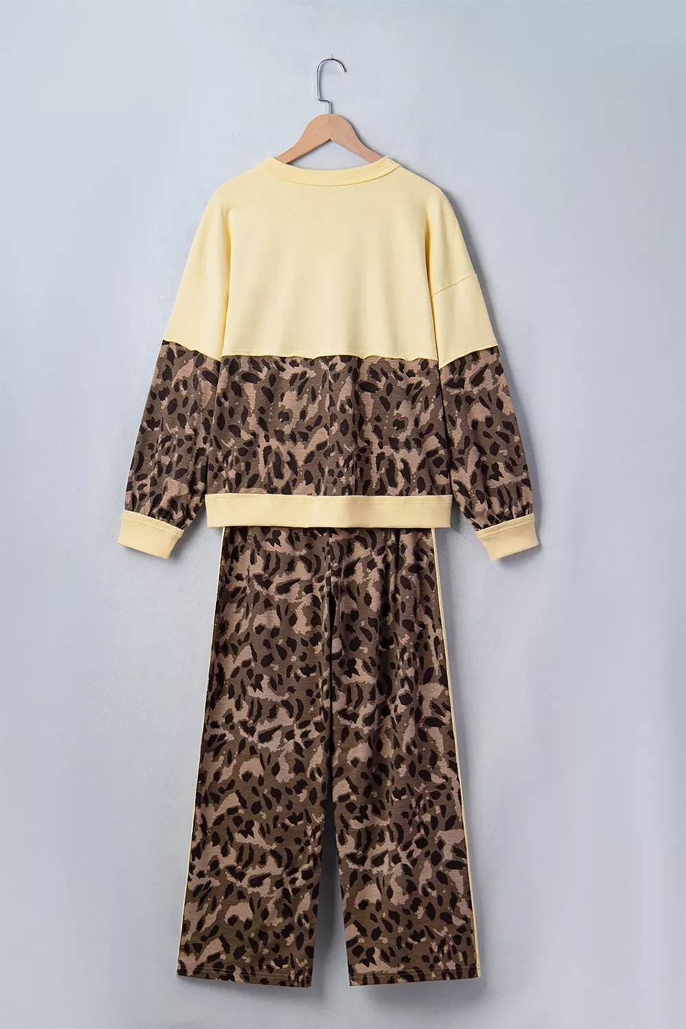 Leopard Print Long Sleeve V-neck Top & Pant Set option 6