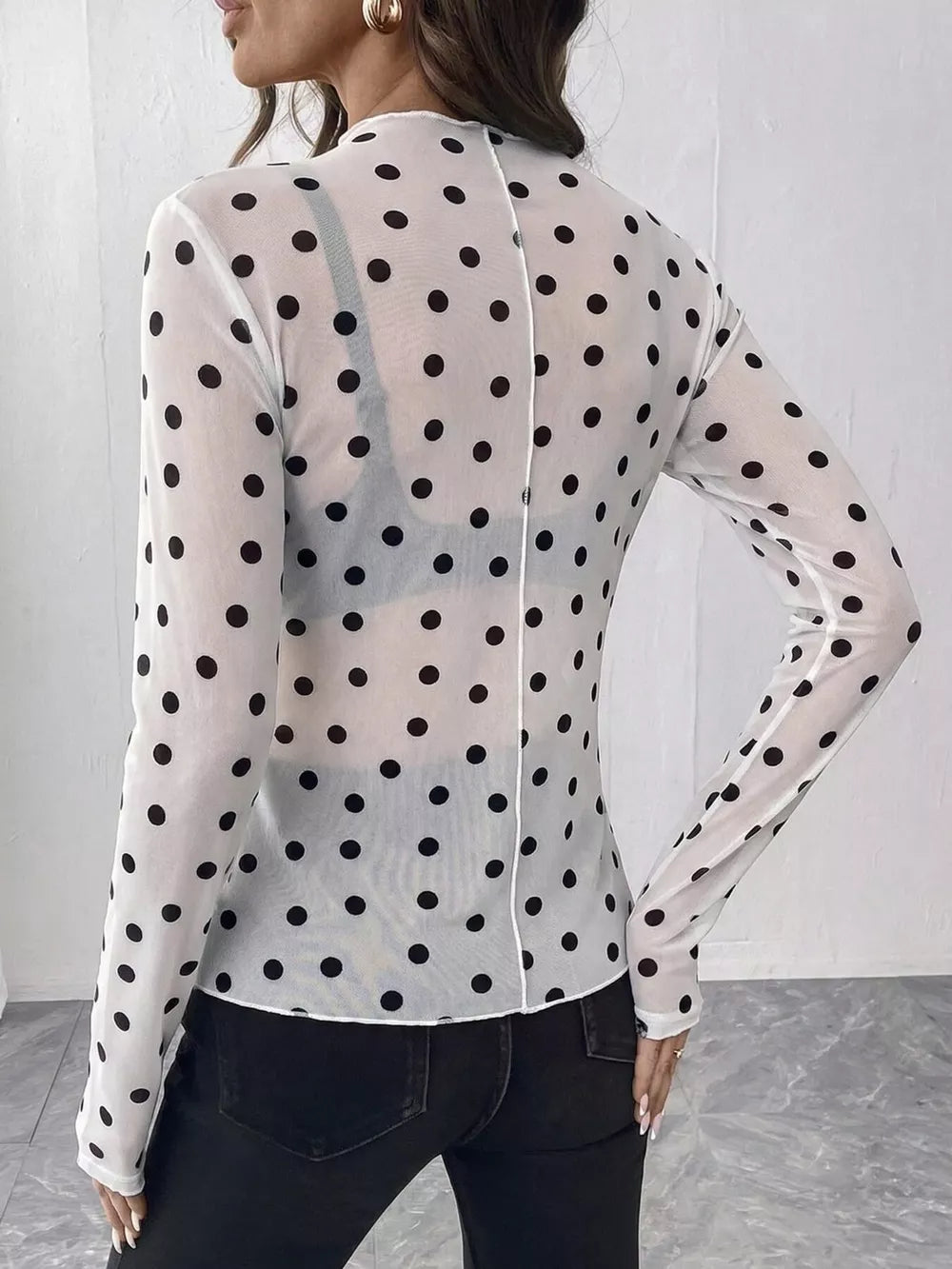 modern blouse in Red with mock neck