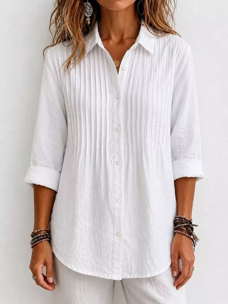 Navy Blue Men's Plus Size Long Sleeve Button-up Shirt