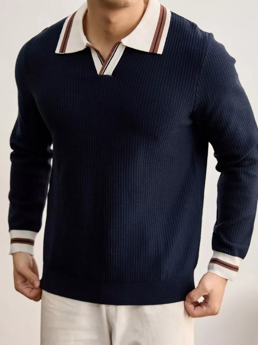 Coffee Brown pullover sweater with pullover and ribbed