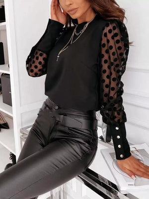 Sheer Polka Dot Sleeve Top option 7
