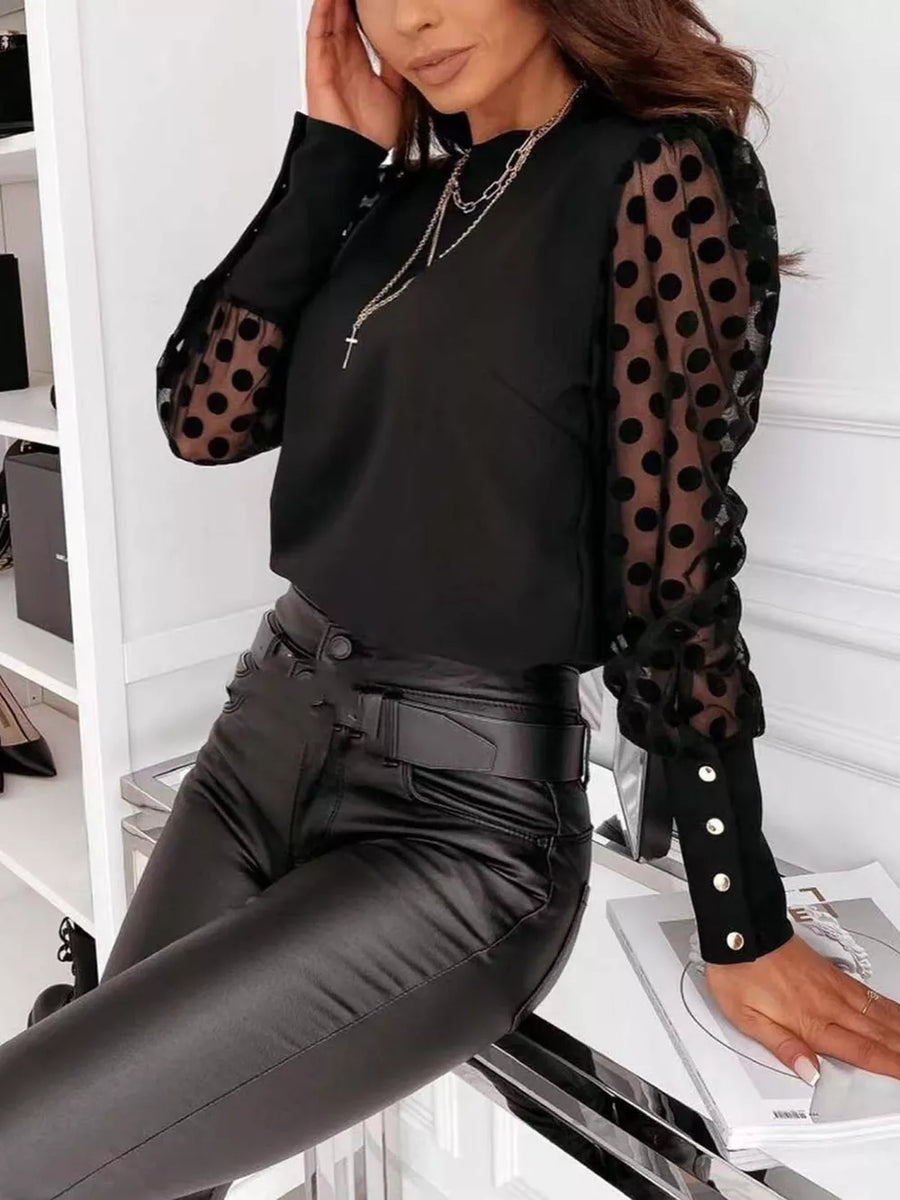 Sheer Polka Dot Sleeve Top option 7
