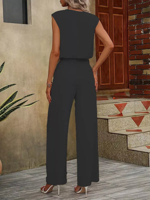 Purple two-piece set with tie waist and cap sleeve