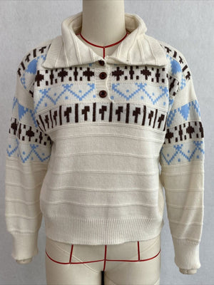 vintage-inspired polo sweater in Dark Gray with collared