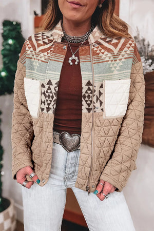 Aztec Quilted Patchwork Western Jacket option 5