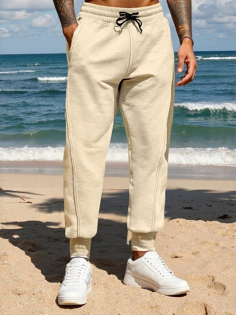Men's Full Size Casual Drawstring Joggers in Black