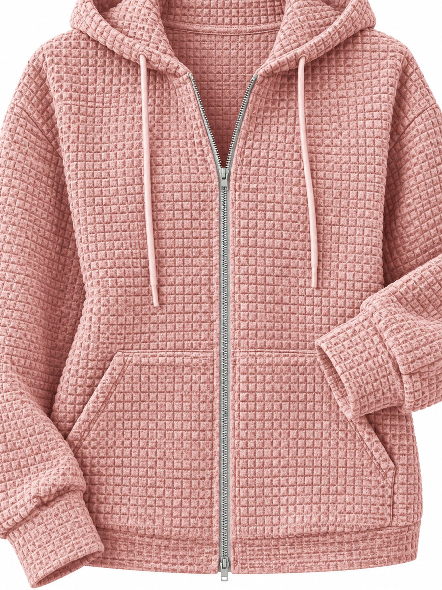 White relaxed zip hoodie with hooded