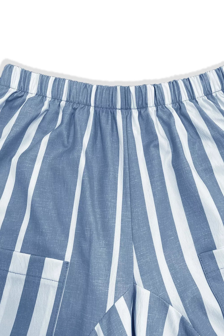 Light Blue with Striped Wide-leg Pants