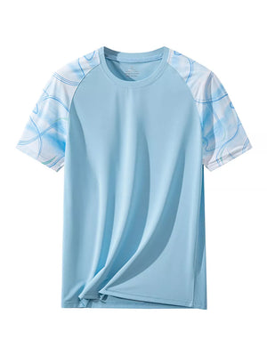 Green Men's Plus Size Color Block T-shirt