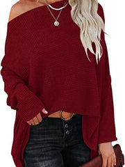 White oversized pullover sweater with boat neck