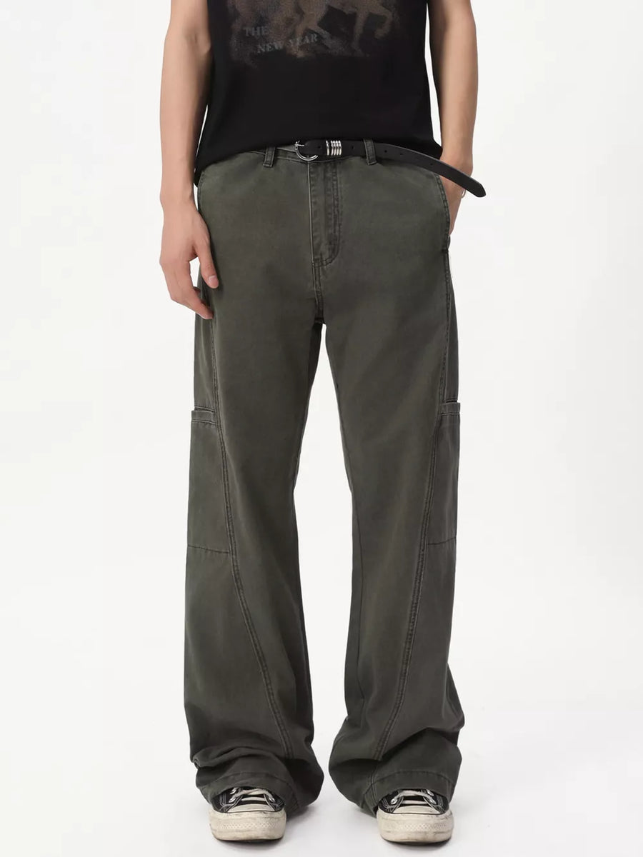 95%polyester,5%spandex Care instructions: Machine wash cold pants in dark olive green with straight silhouette