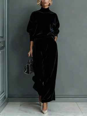 Black matching set with long sleeve and long sleeve