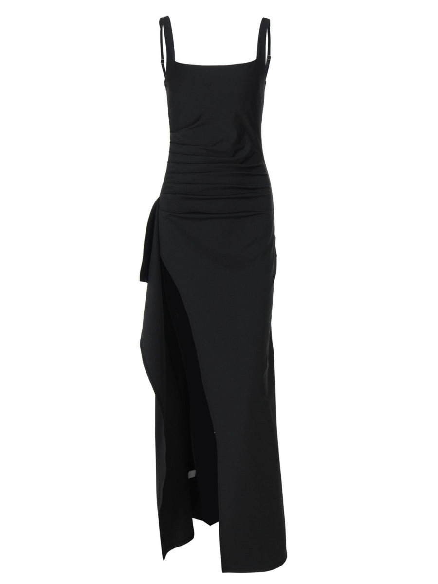 glam maxi dress in Black with square neck