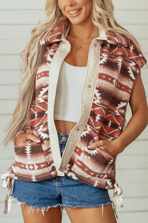Dusty Pink vest with hip-length and snap
