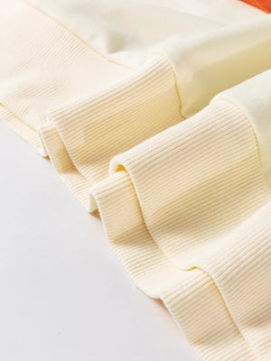 Cream with Colorblock Patchwork Crewneck Sweatshirt in Cream