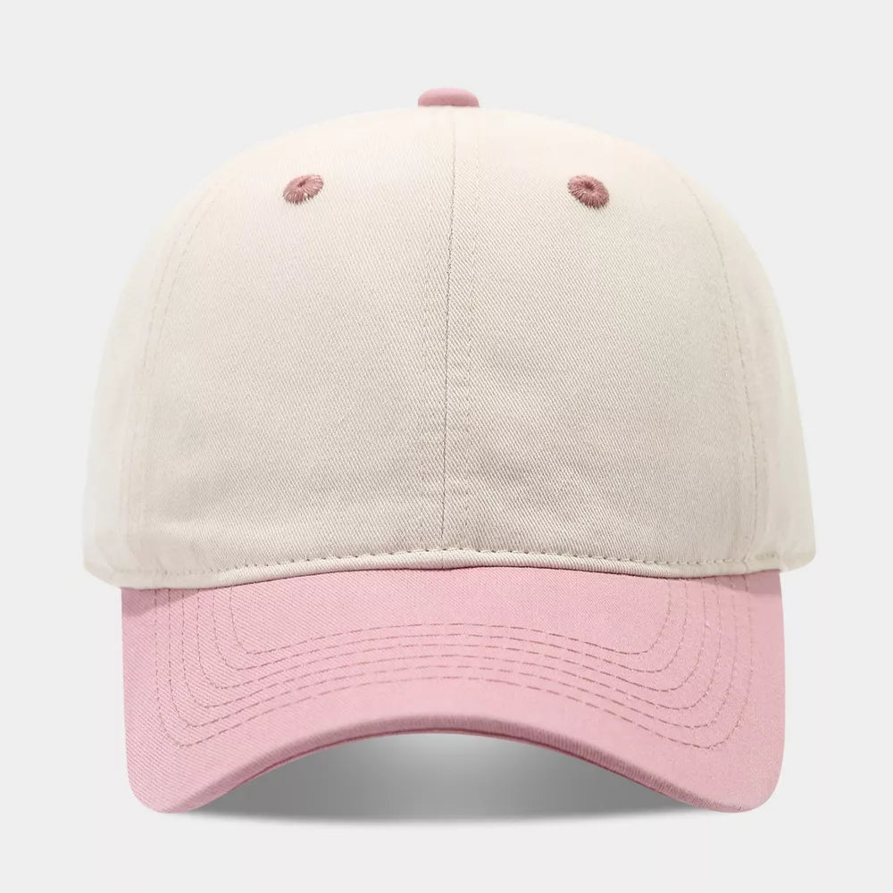cap in cream featuring curved brim and structured fit