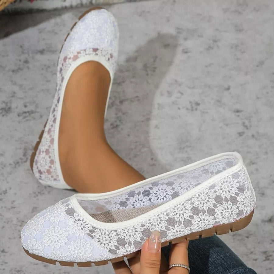 Round Toe Slip-ons in White