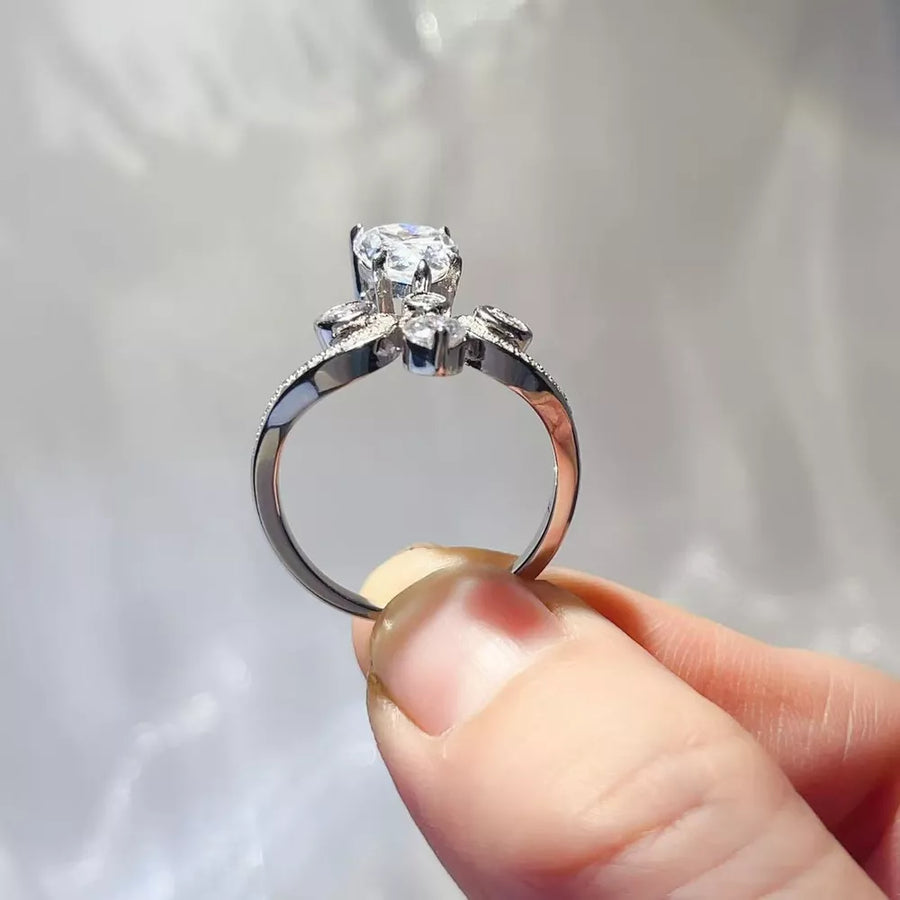 1.2 Carat Pear-cut Moissanite Sterling Silver Ring option 5