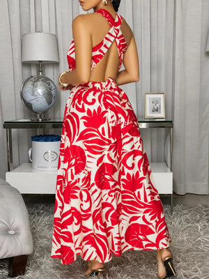 scarlet red maxi dress with maxi and tie