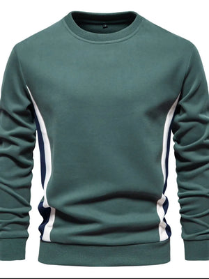 Deep Teal crew neck sweatshirt with white and navy side panels.