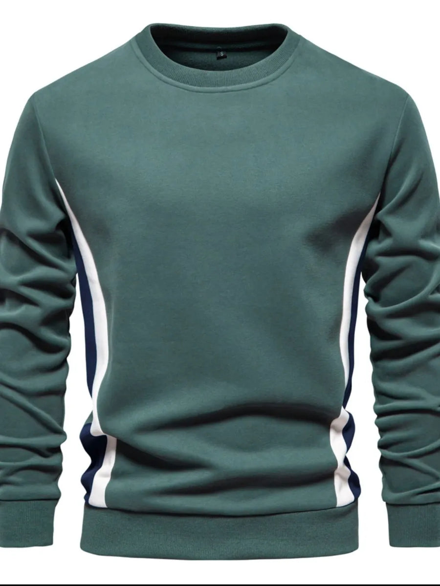 Deep Teal crew neck sweatshirt with white and navy side panels.