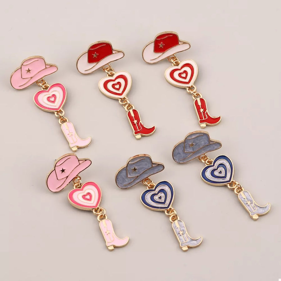 earrings in red featuring dangle and drop fit