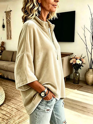 casual sweatshirt in Red with mock neck