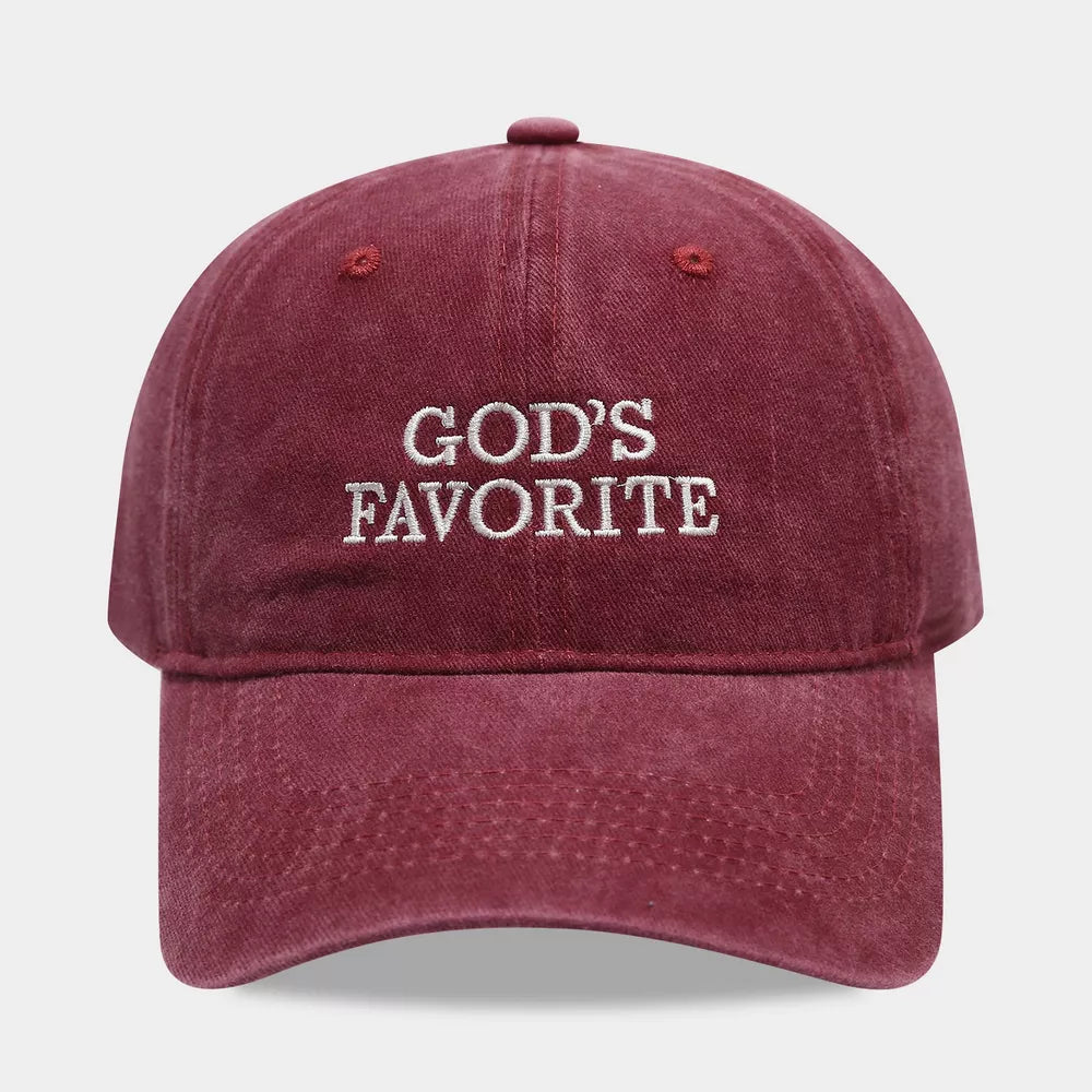 Burgundy cap with curved brim and N/A