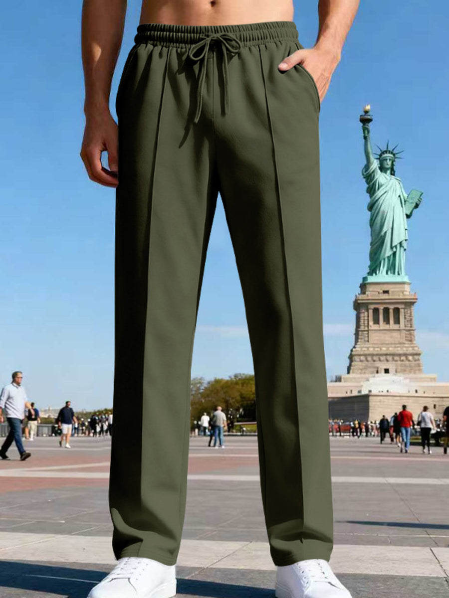 95%polyester,5%spandex Care instructions: Machine wash cold straight-leg pants in Army Green with straight silhouette