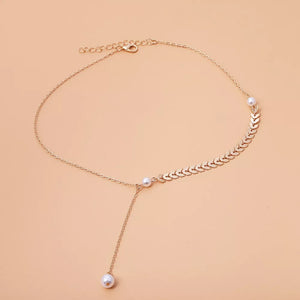 Wheat-spike 18k Gold-plated Faux Pearl Jewelry Set option 8