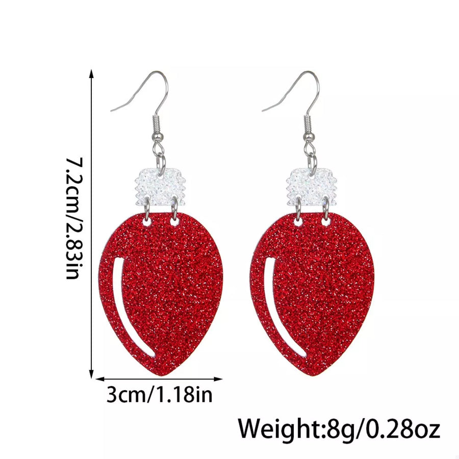 earrings in burgundy with glitter detail and 2.8 inches