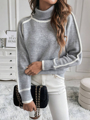 classic turtleneck sweater in Blue with turtleneck