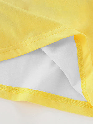 Yellow toddler t-shirt with crew neck and double-stitched hem detail.