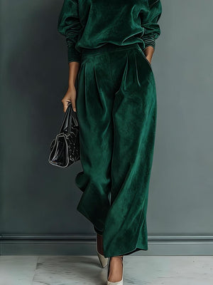 glam matching set in Khaki with mock neck