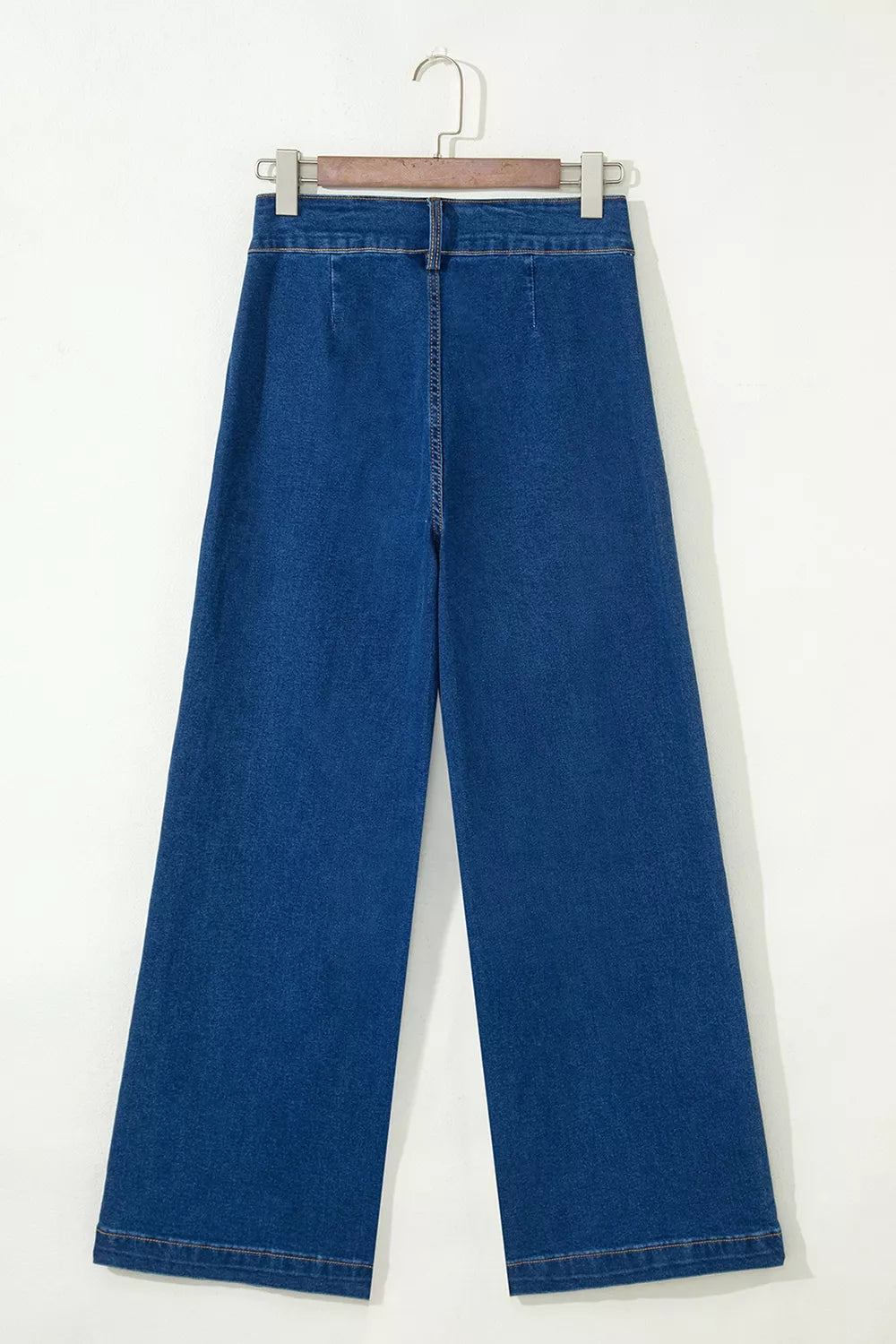 Navy jeans with full-length and button-front