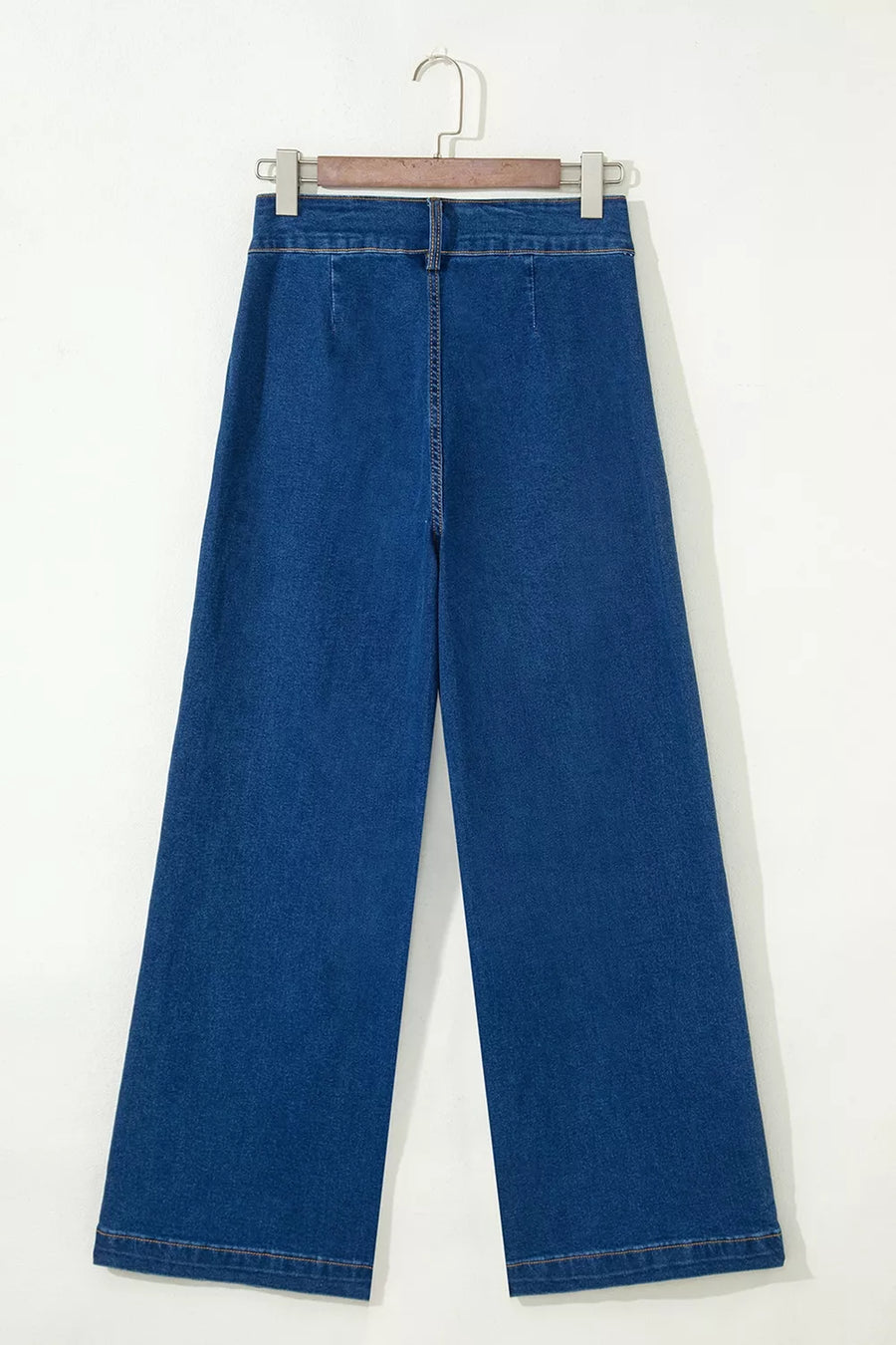 Navy jeans with full-length and button-front
