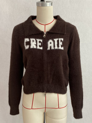 ivory cardigan with cropped and zip-front