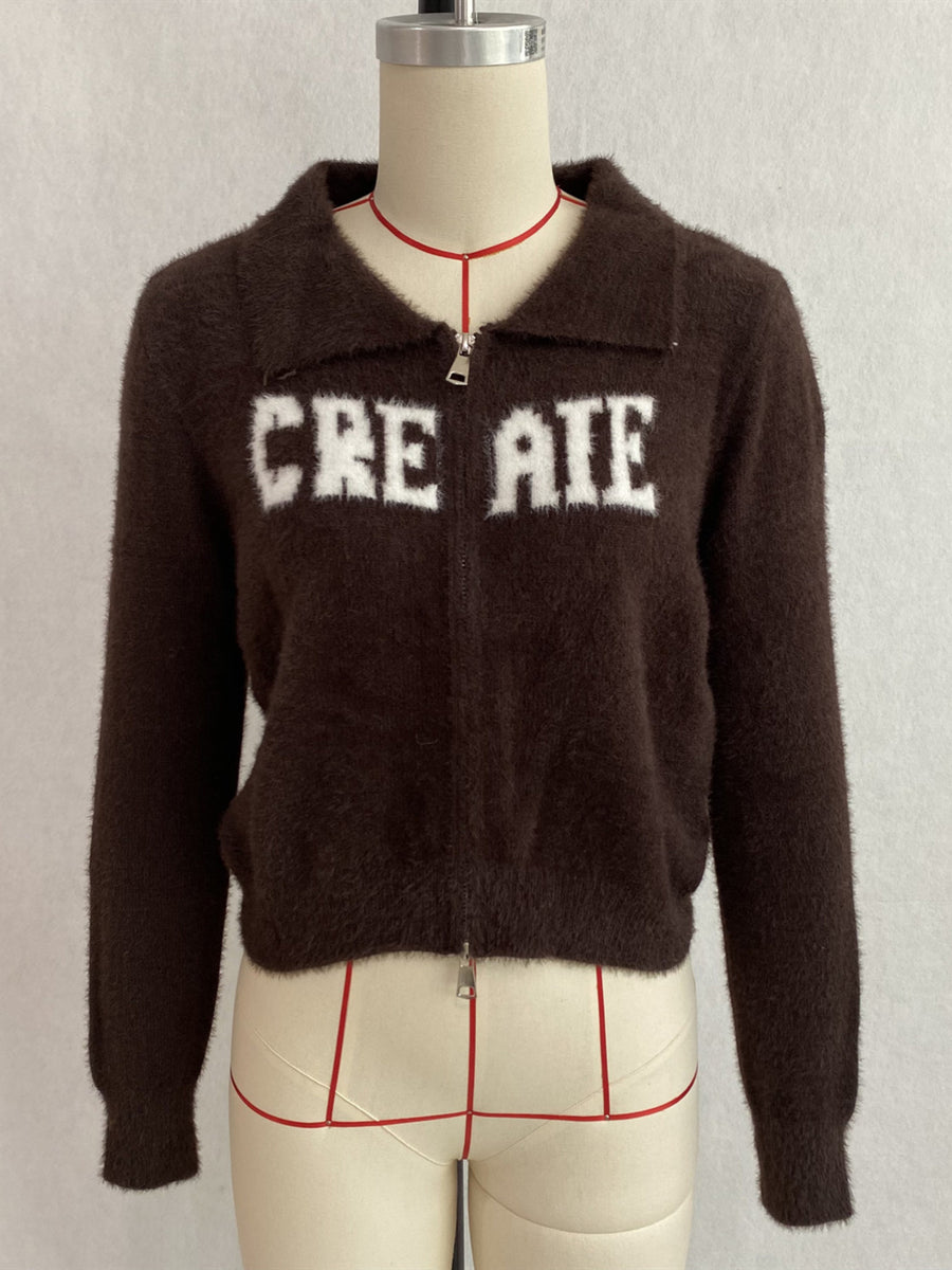 ivory cardigan with cropped and zip-front