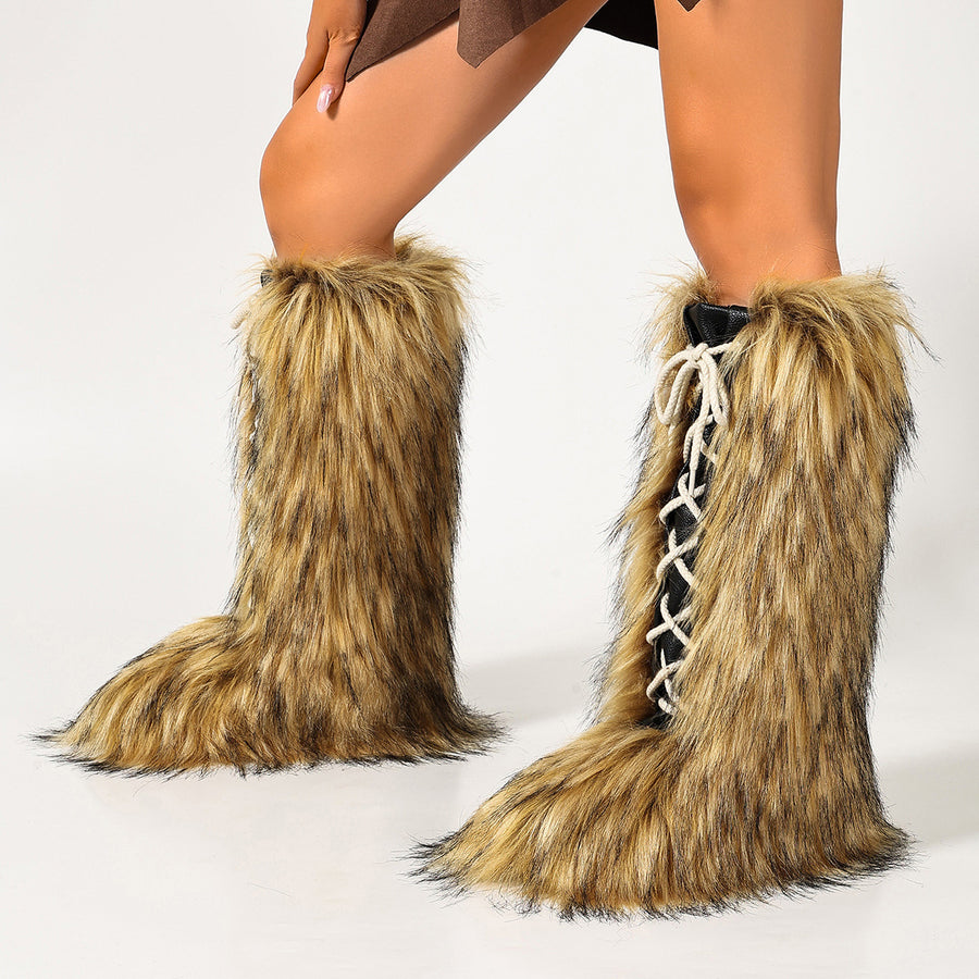 Polyester,Fluff,Rubber Imported Size &amp boots in Brown with straight silhouette