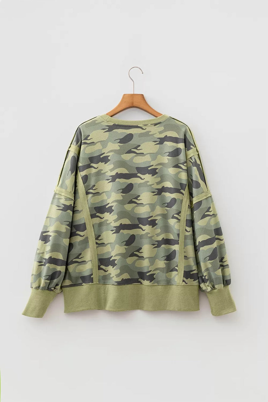 Camouflage Waffle Knit Oversized Sweatshirt, view 11