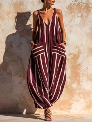 jumpsuit in Terracotta with pocketed and full-length