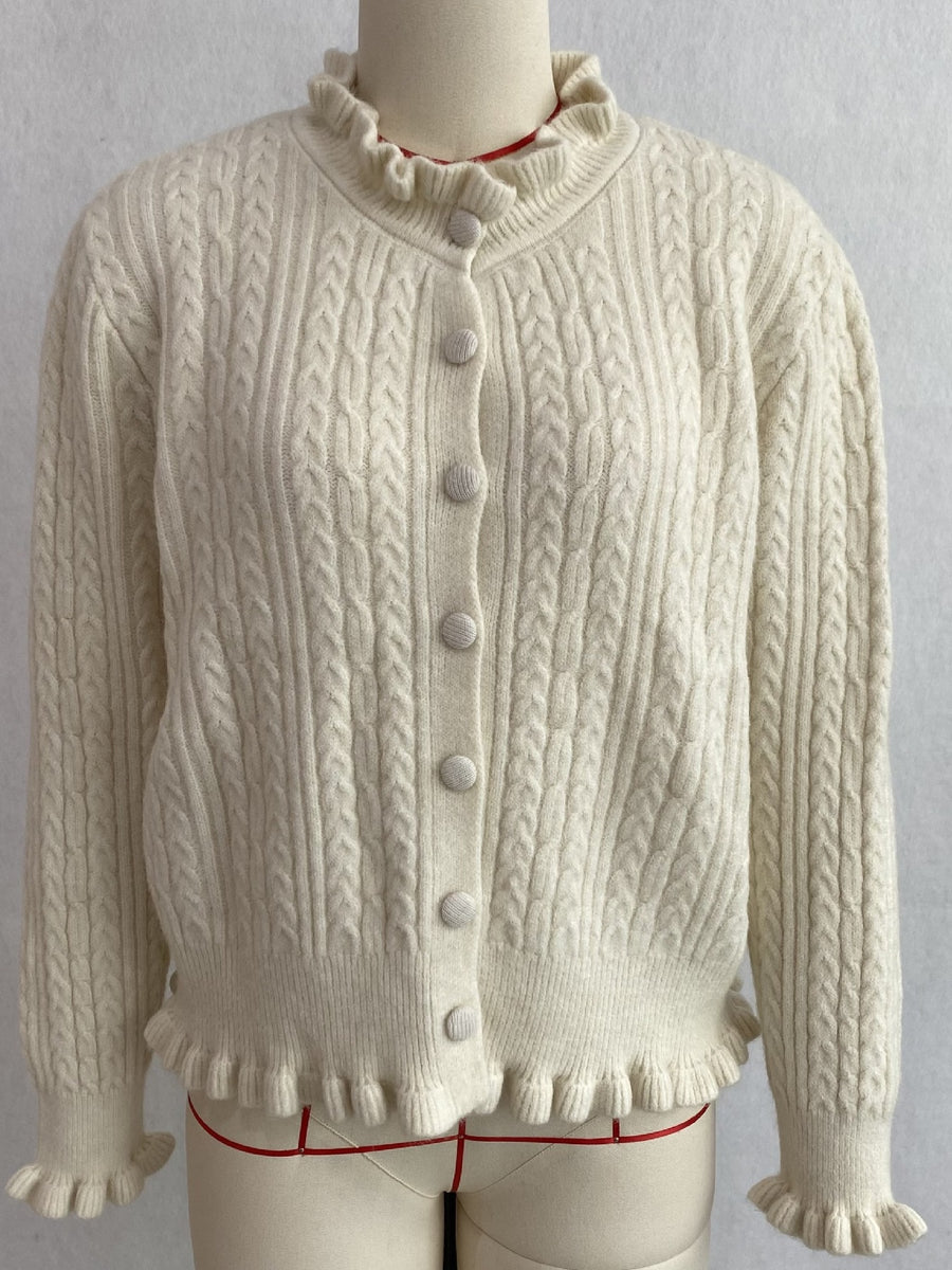 cardigan in Gray with cable knit and cable-knit