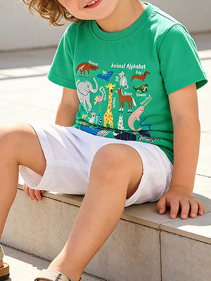 Vonili blue animal alphabet graphic t-shirt for kids